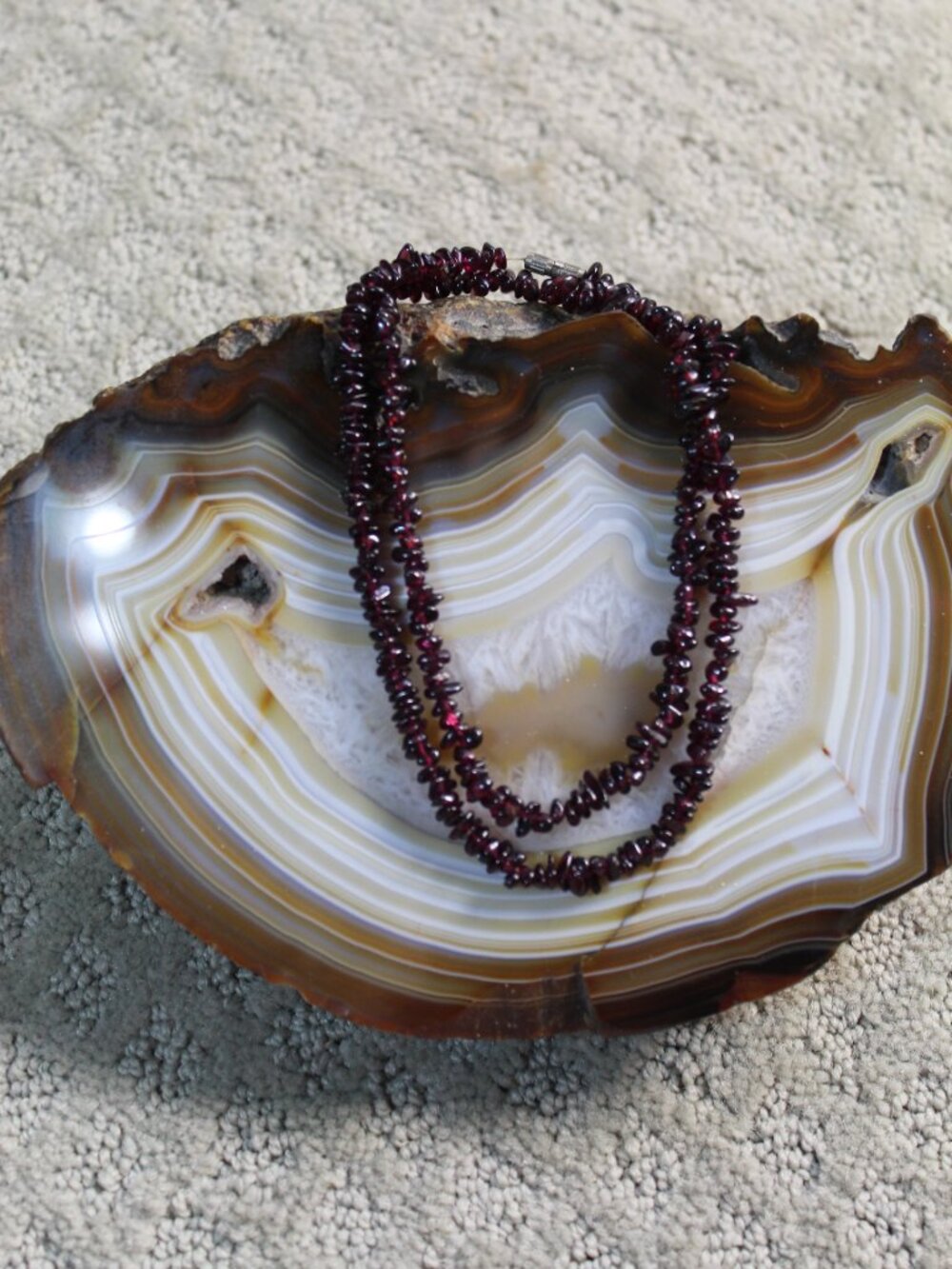 Amethyst Dark Purple Chipped Stones 25" Necklace